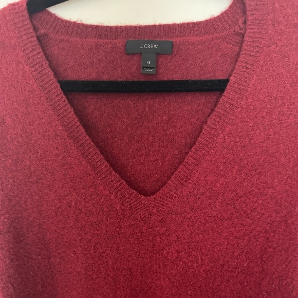 J. Crew V-Neck Alpaca Blend Burgandy Red Sweater - Picture 4 of 6